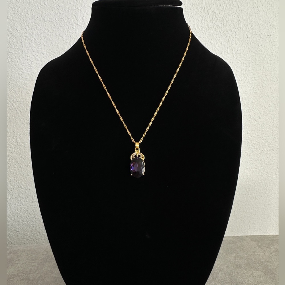 Purple Pendant 14kg plated Necklace